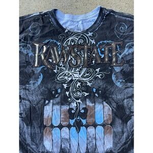 Vintage Raw State Y2K Goth Grunge Emo Punk shirt Mens Large Blue Cotton USA